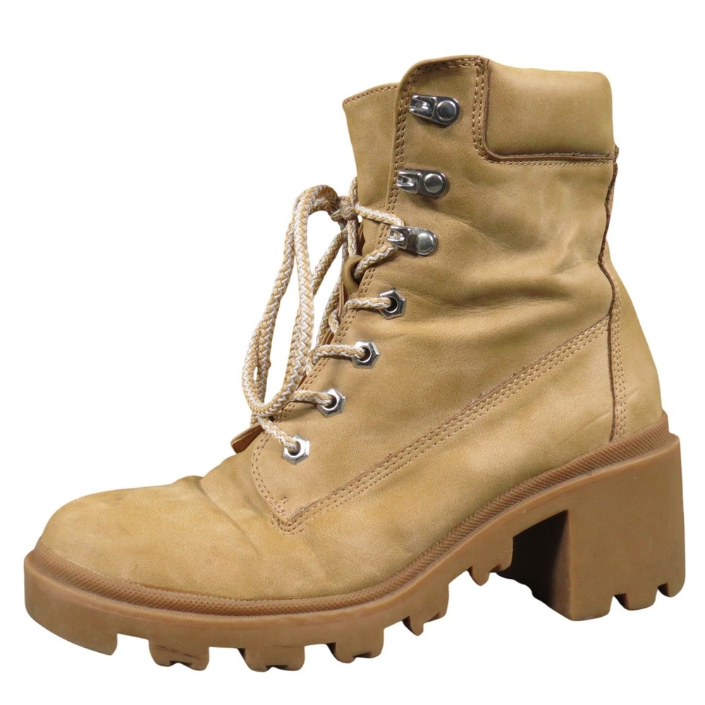 Telluride Bonanza Women's Tan Synthetic Lug‎ Sole Ankle Boots Size 8.5 Lace Up